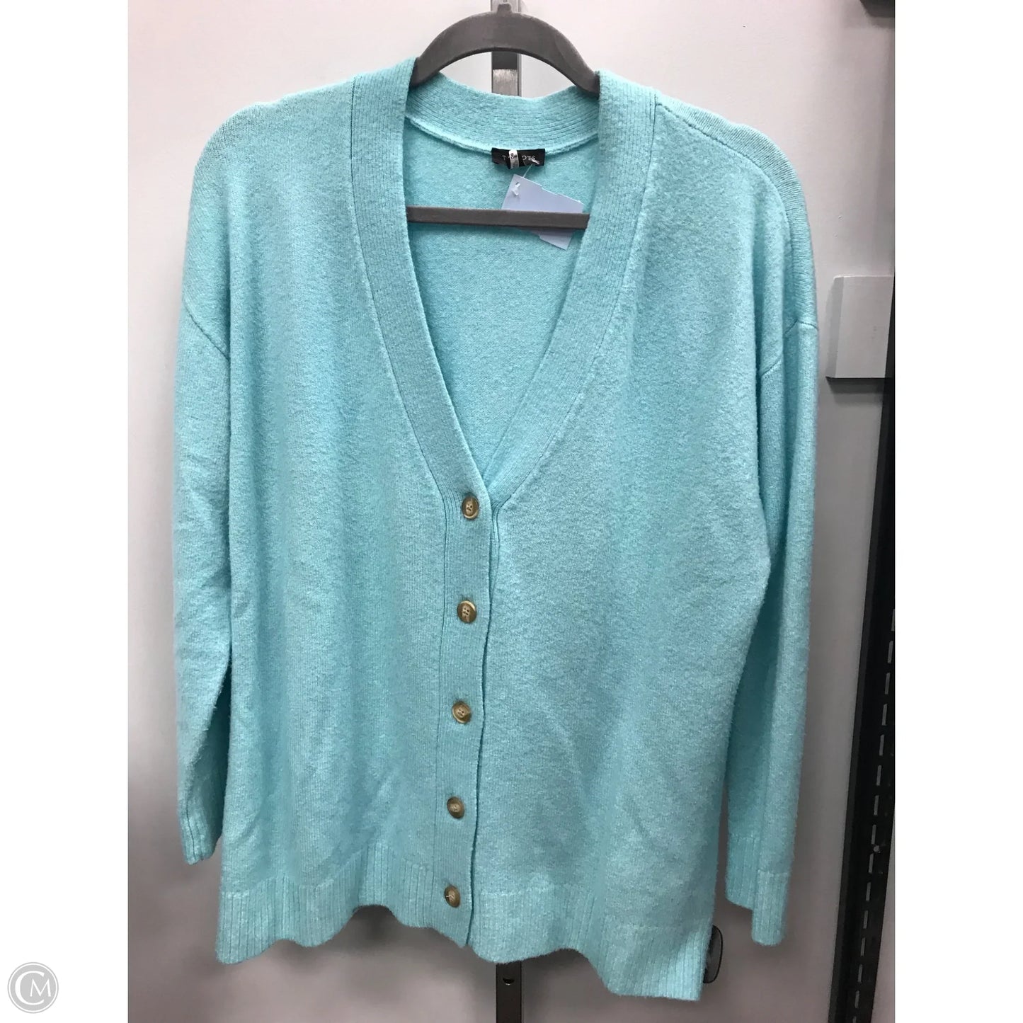 Sweater Cardigan By Talbots In Aqua, Size: L