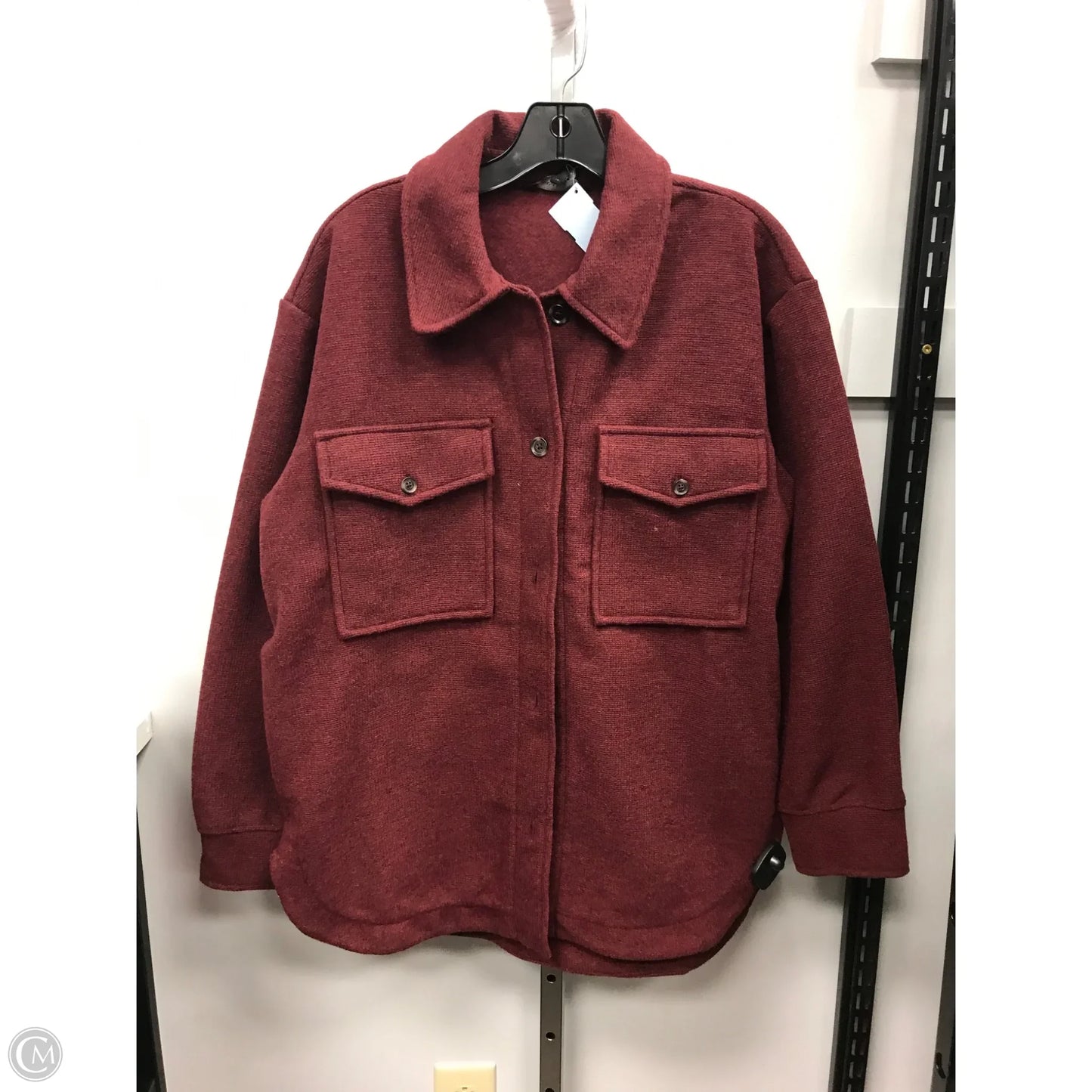 Jacket Shirt By Banana Republic In Maroon, Size: M