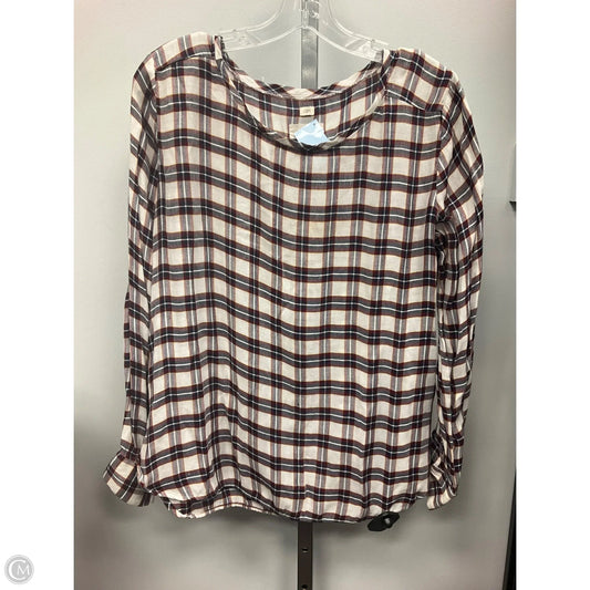 Top Long Sleeve By Loft In Plaid Pattern, Size: M