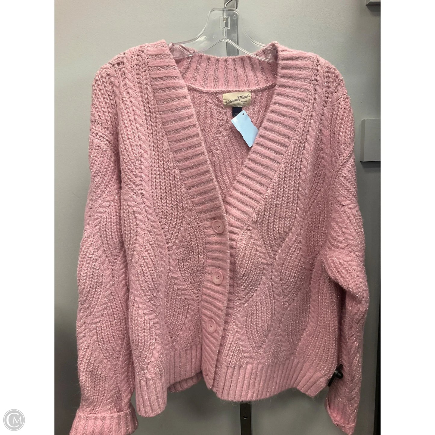 Sweater Cardigan By Universal Thread In Pink, Size: L