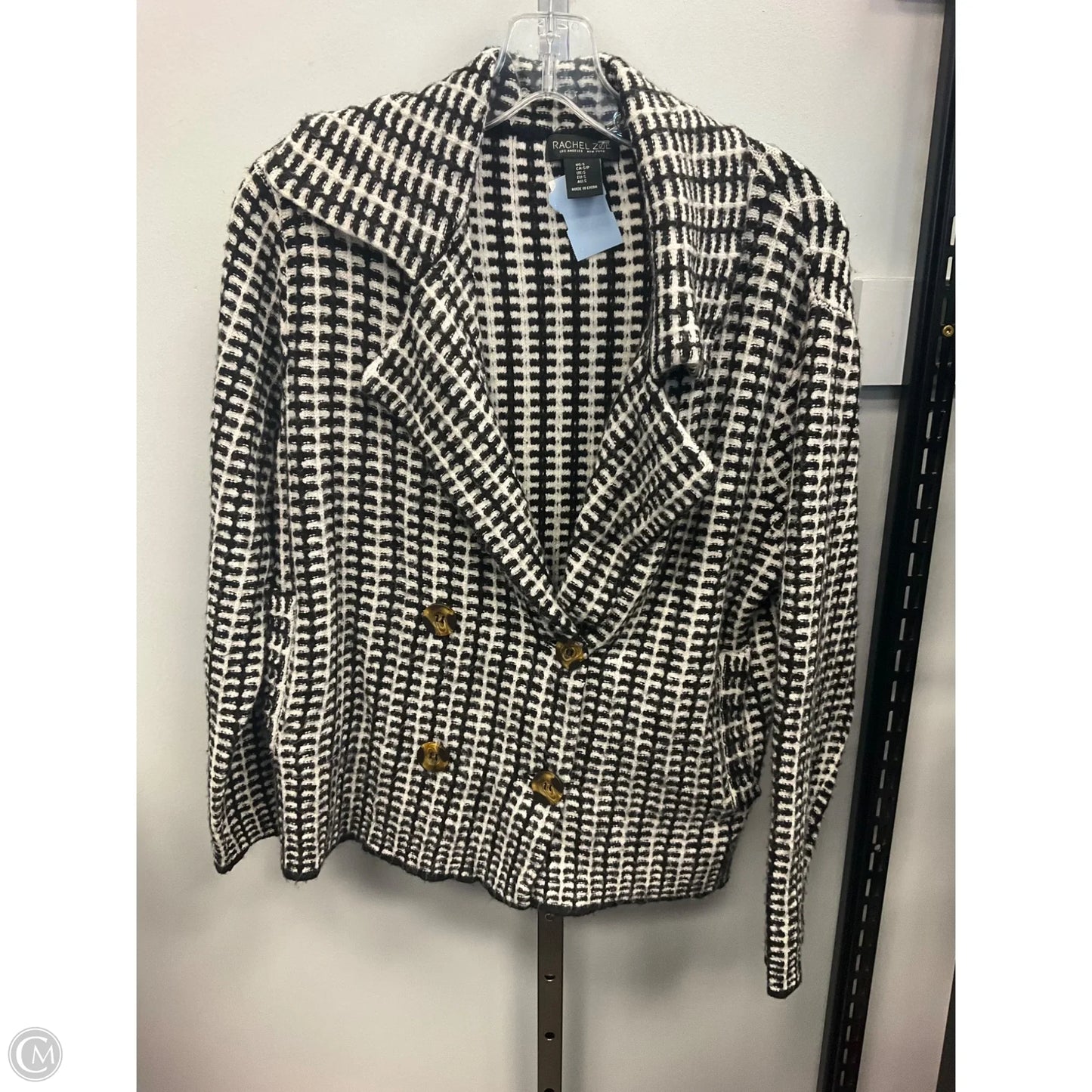 Sweater Cardigan By Rachel Zoe In Black & White, Size: S