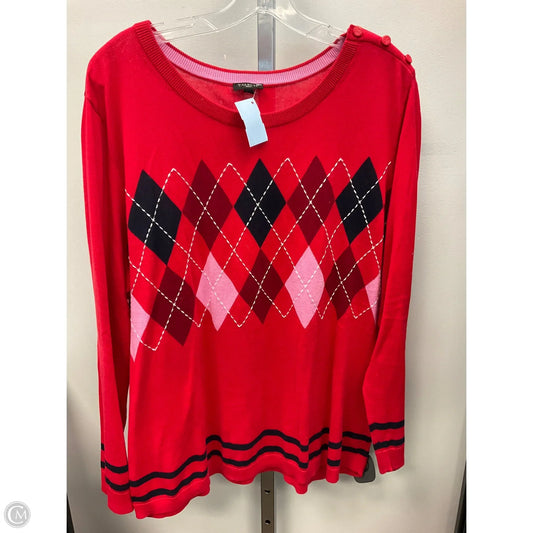 Top Long Sleeve By Talbots In Red, Size: 2x
