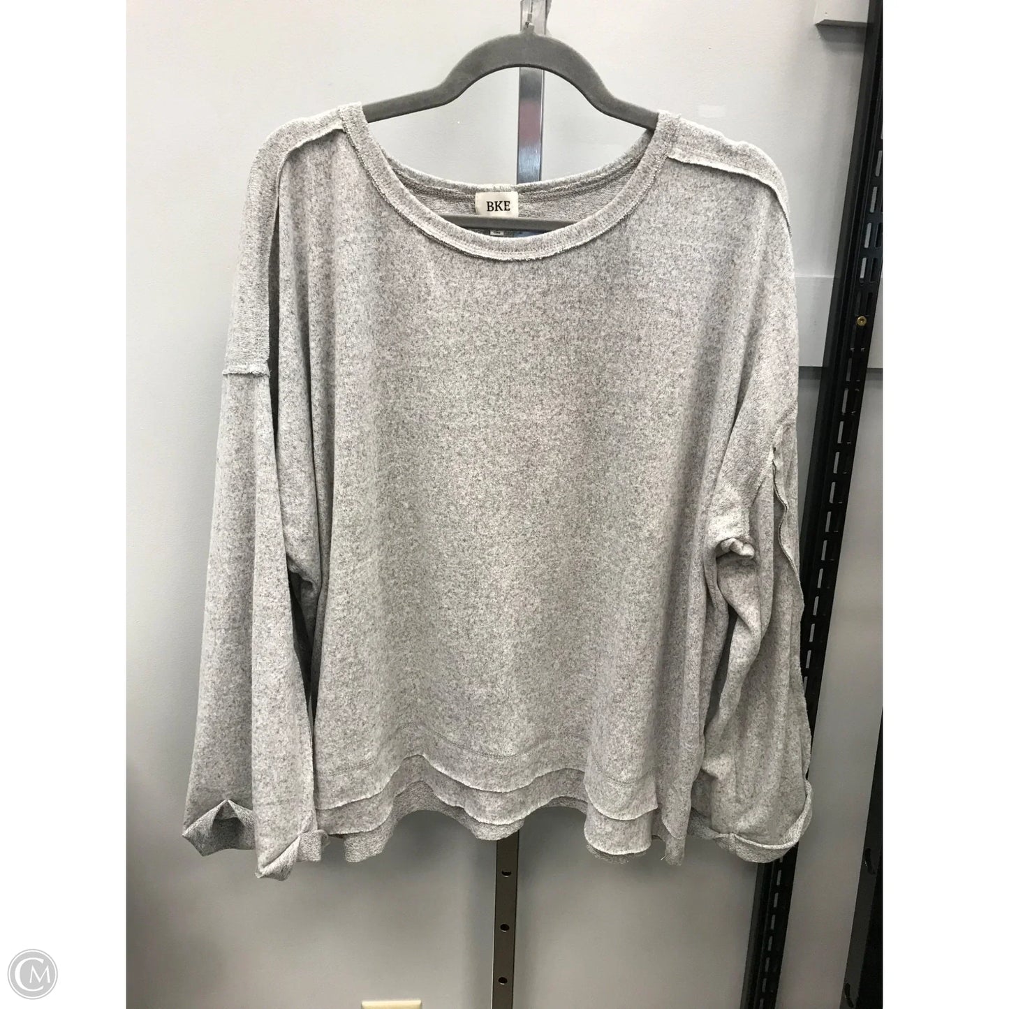 Top Long Sleeve Basic By Bke In Grey, Size: M
