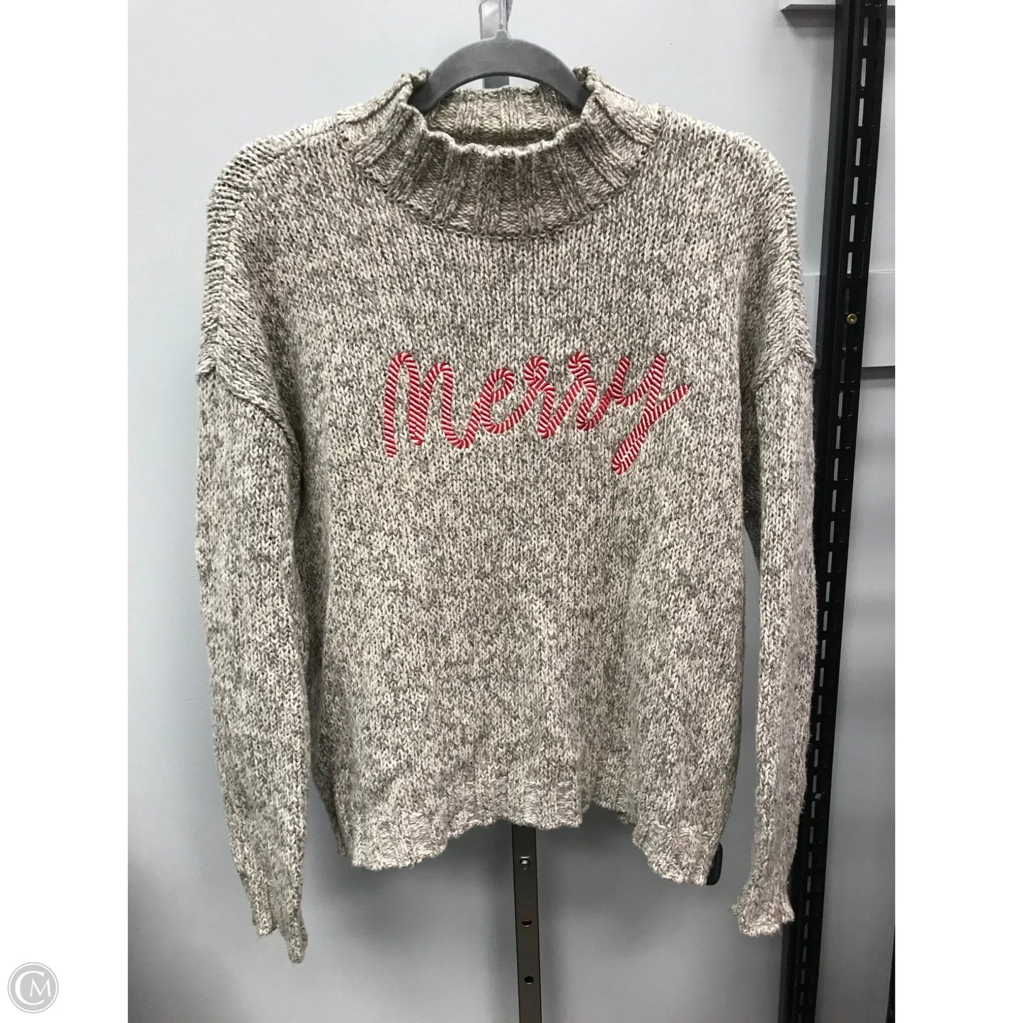 Sweater By Loft In Grey & White, Size: M