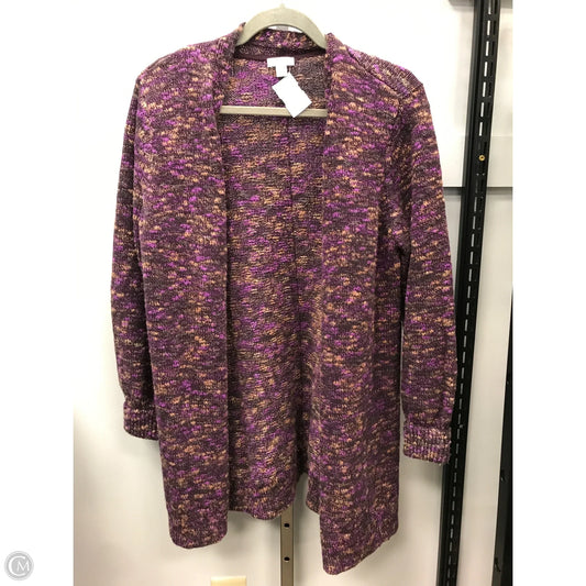 Sweater Cardigan By J. Jill In Purple & Tan, Size: M