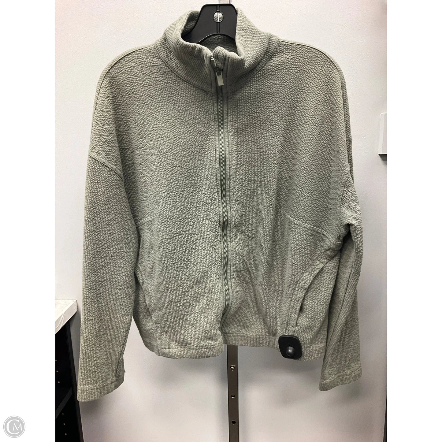 Athletic Top Long Sleeve Collar By 90 Degrees By Reflex In Green, Size: M