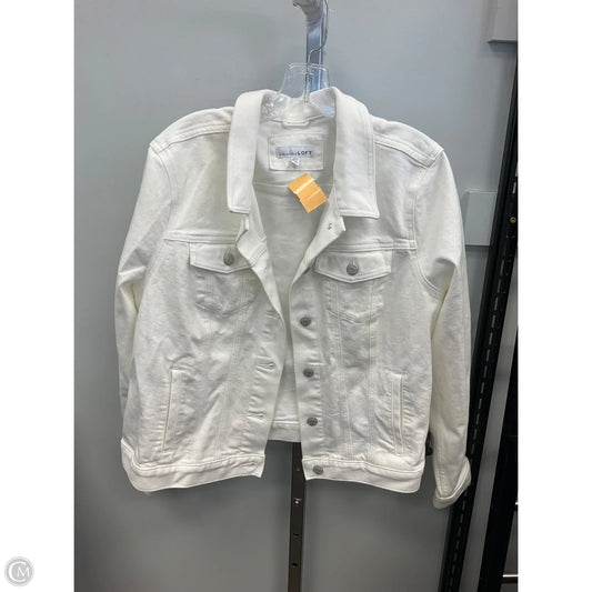 Jacket Denim By Loft In White Denim, Size: Xxl