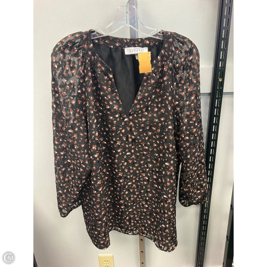 Top Long Sleeve By Kasper In Black & Brown, Size: 1x
