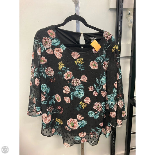 Top Long Sleeve By Roz And Ali In Floral Print, Size: 2x