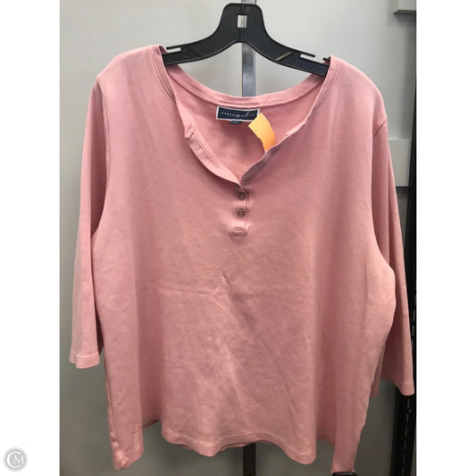 Top 3/4 Sleeve By Karen Scott In Pink, Size: 2x