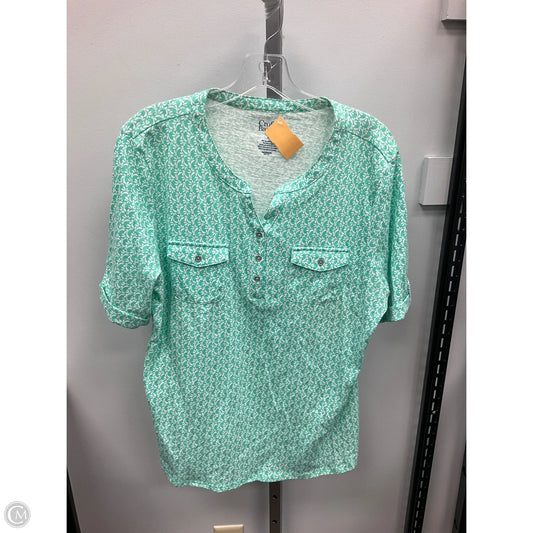 Top Short Sleeve By Croft And Barrow In Green & White, Size: Xl