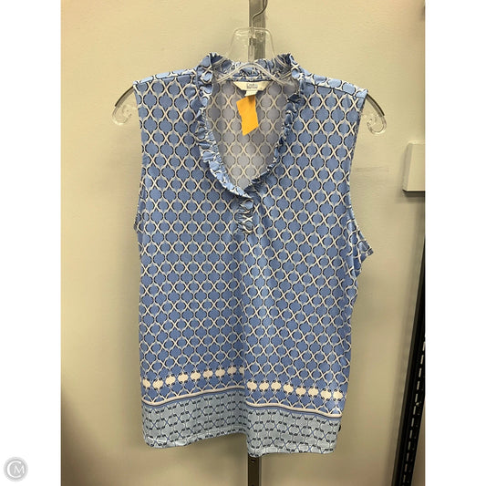 Top Sleeveless By Croft And Barrow In Blue & White, Size: L