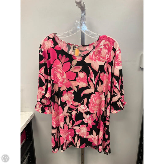 Top Short Sleeve By Anne Klein In Floral Print, Size: Xxl