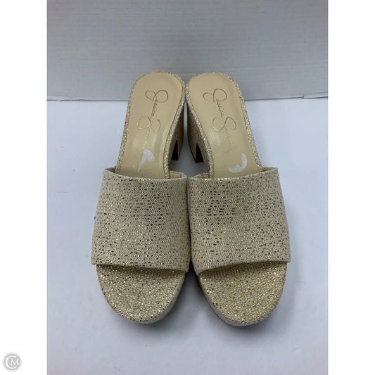 Sandals Heels Block By Jessica Simpson In Gold, Size: 10