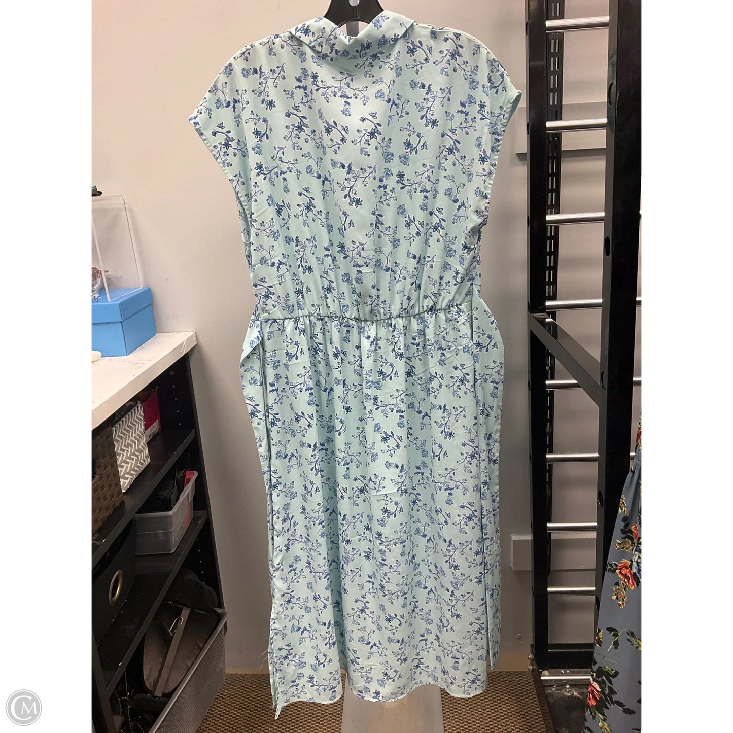 Dress Casual Midi By Lucky Brand In Blue & Green, Size: L