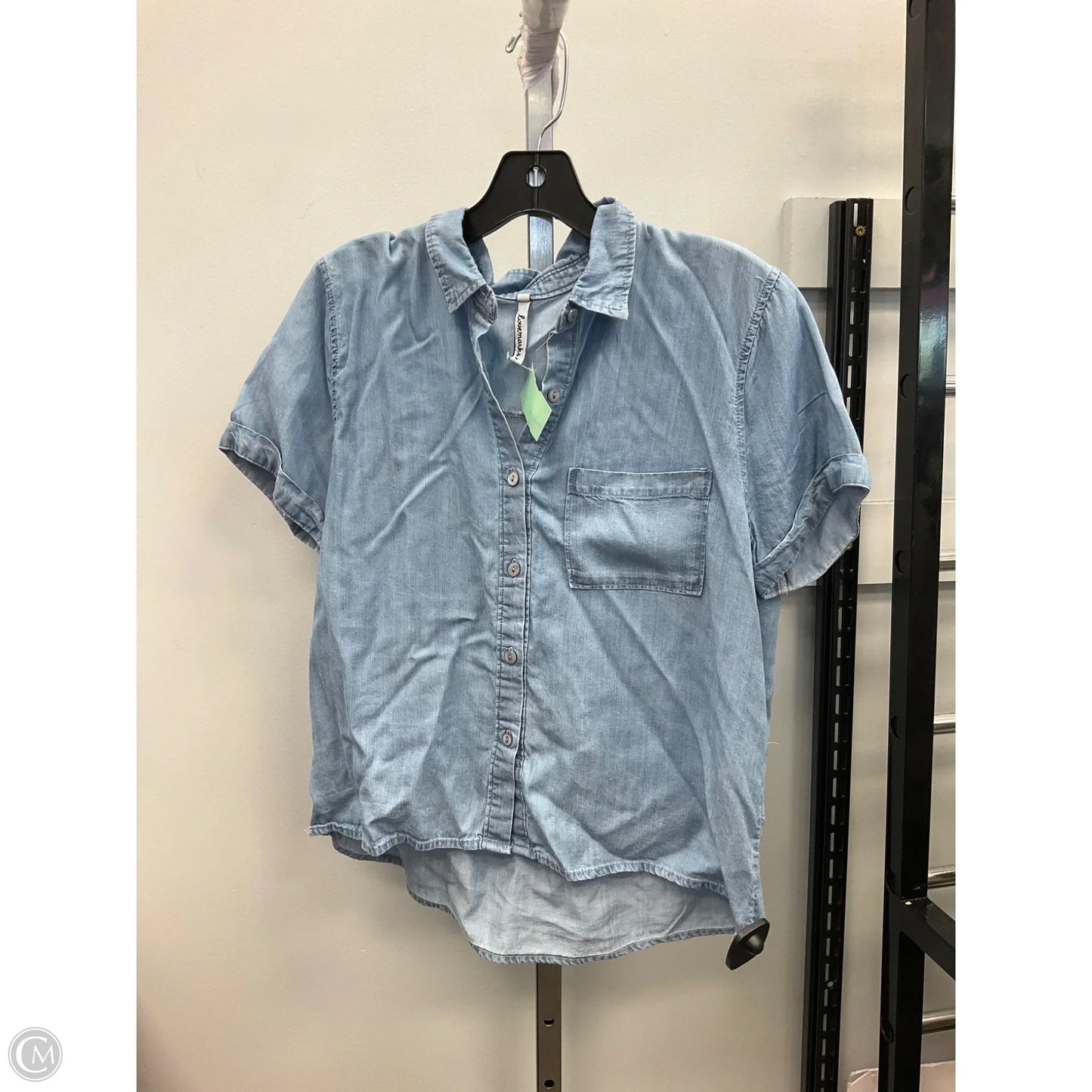 Top Short Sleeve By Cmc In Blue Denim, Size: L