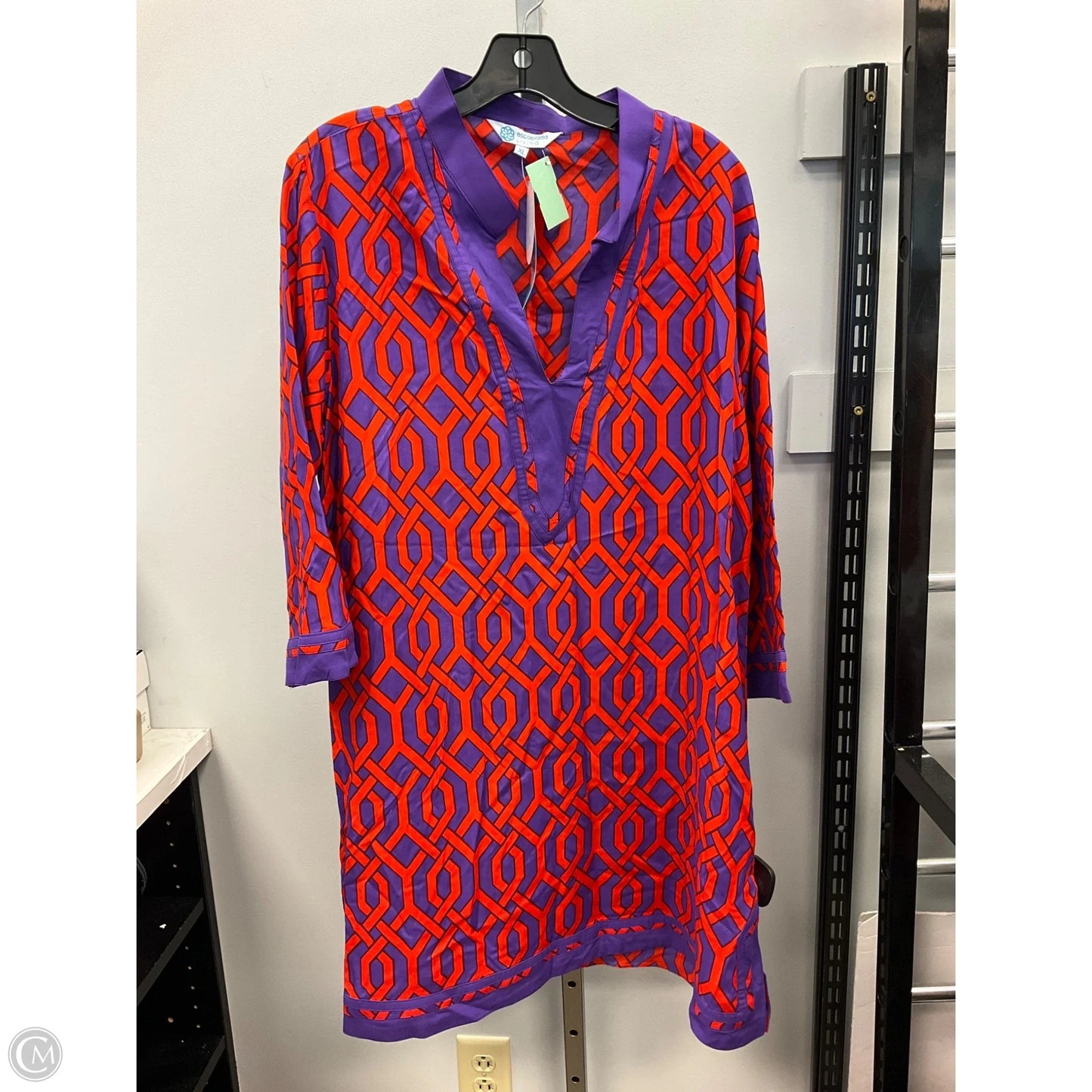 Dress Casual Short By Escapada Living In Orange & Purple, Size: Xl