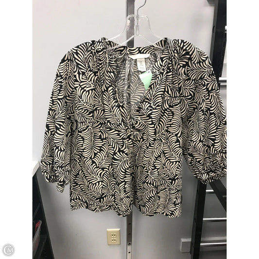Top Short Sleeve By H&m In Black & Cream, Size: M