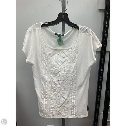 Top Short Sleeve By Lauren By Ralph Lauren In White, Size: M
