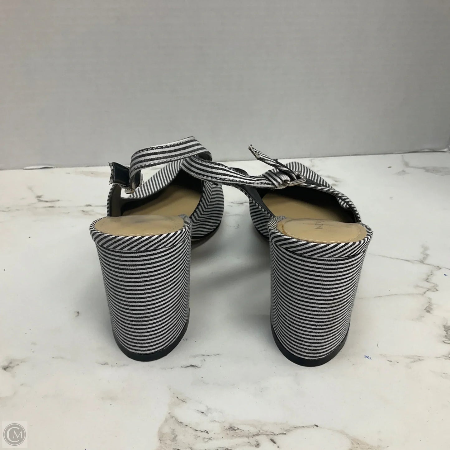 Sandals Heels Block By Marc Fisher In Striped Pattern, Size: 6.5