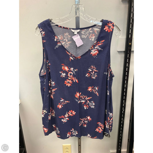 Top Sleeveless By Sonoma In Floral Print, Size: L