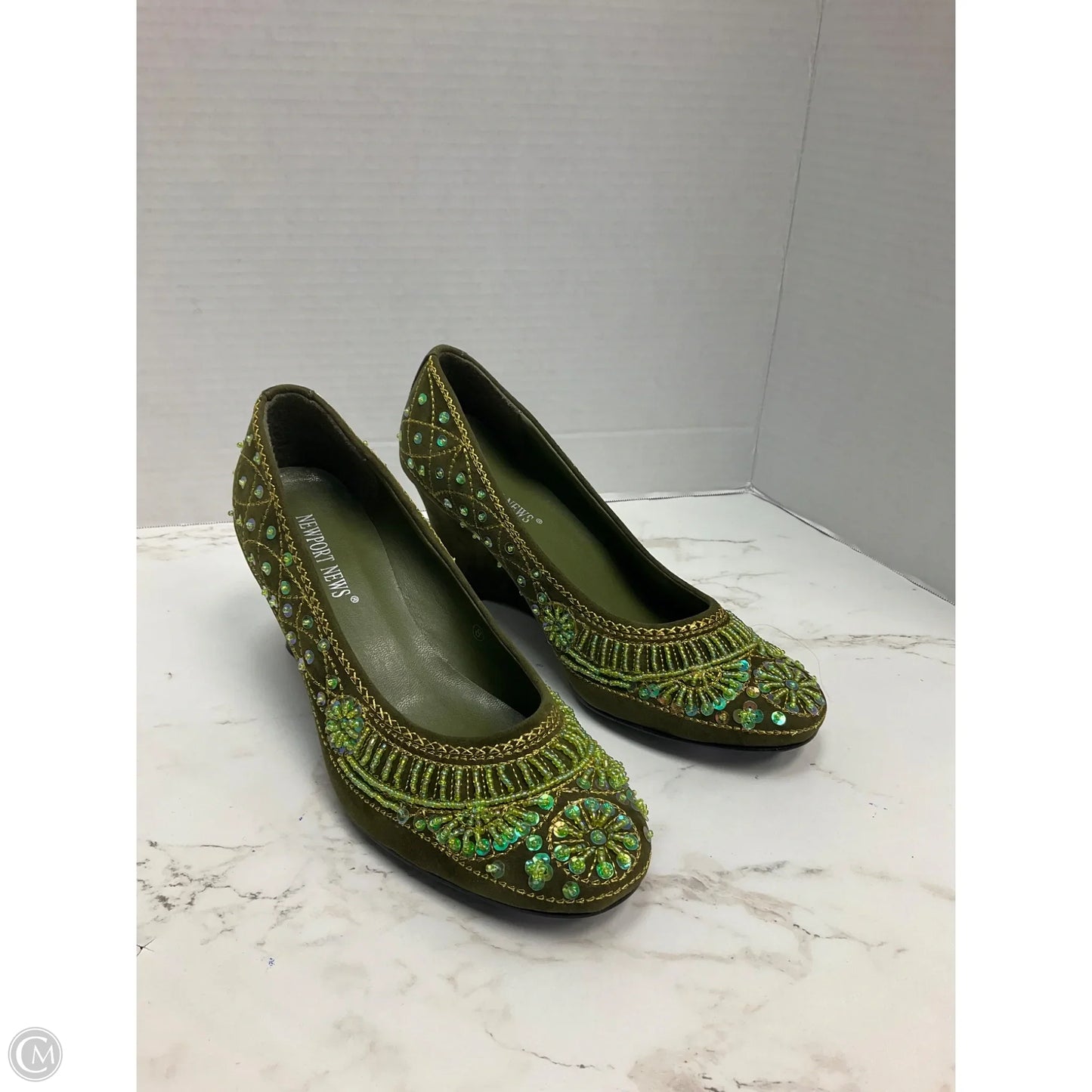 Shoes Heels Wedge By Newport News In Green, Size: 8