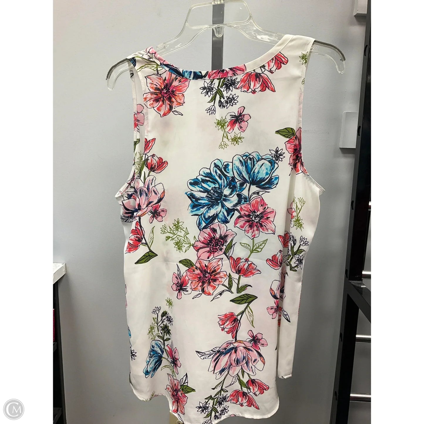 Top Sleeveless By Van Heusen In Floral Print, Size: L