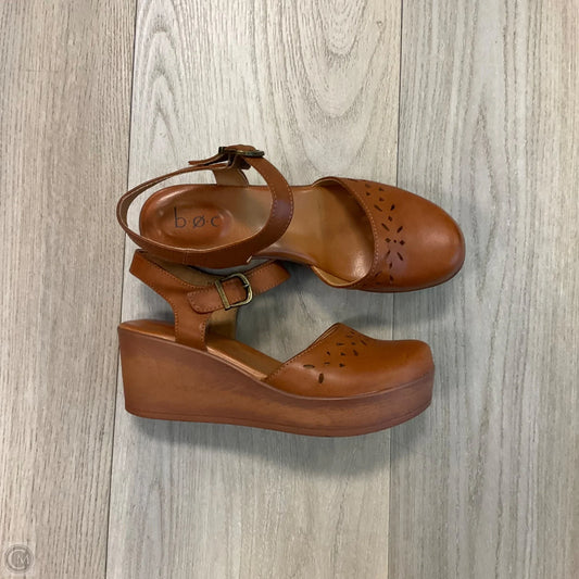 Sandals Heels Wedge By Boc In Brown, Size: 8
