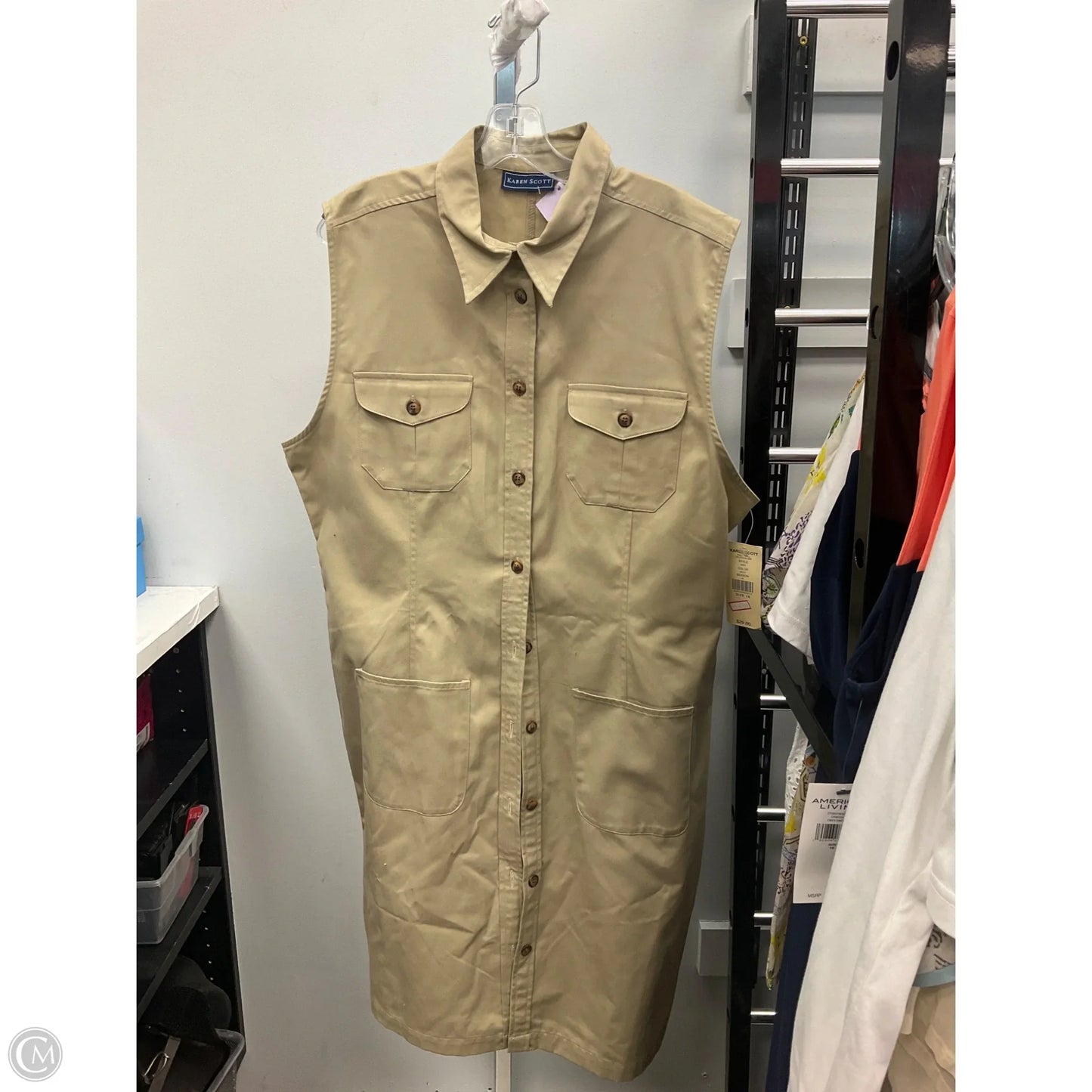 Dress Casual Midi By Karen Scott In Beige, Size: 18