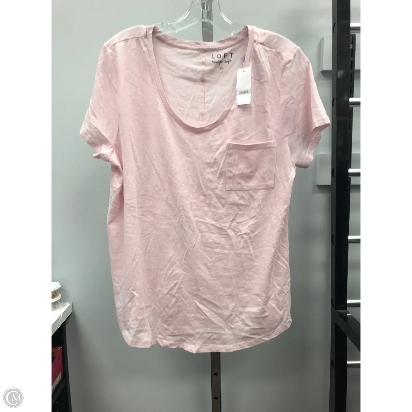 Top Short Sleeve Basic By Loft In Pink, Size: L