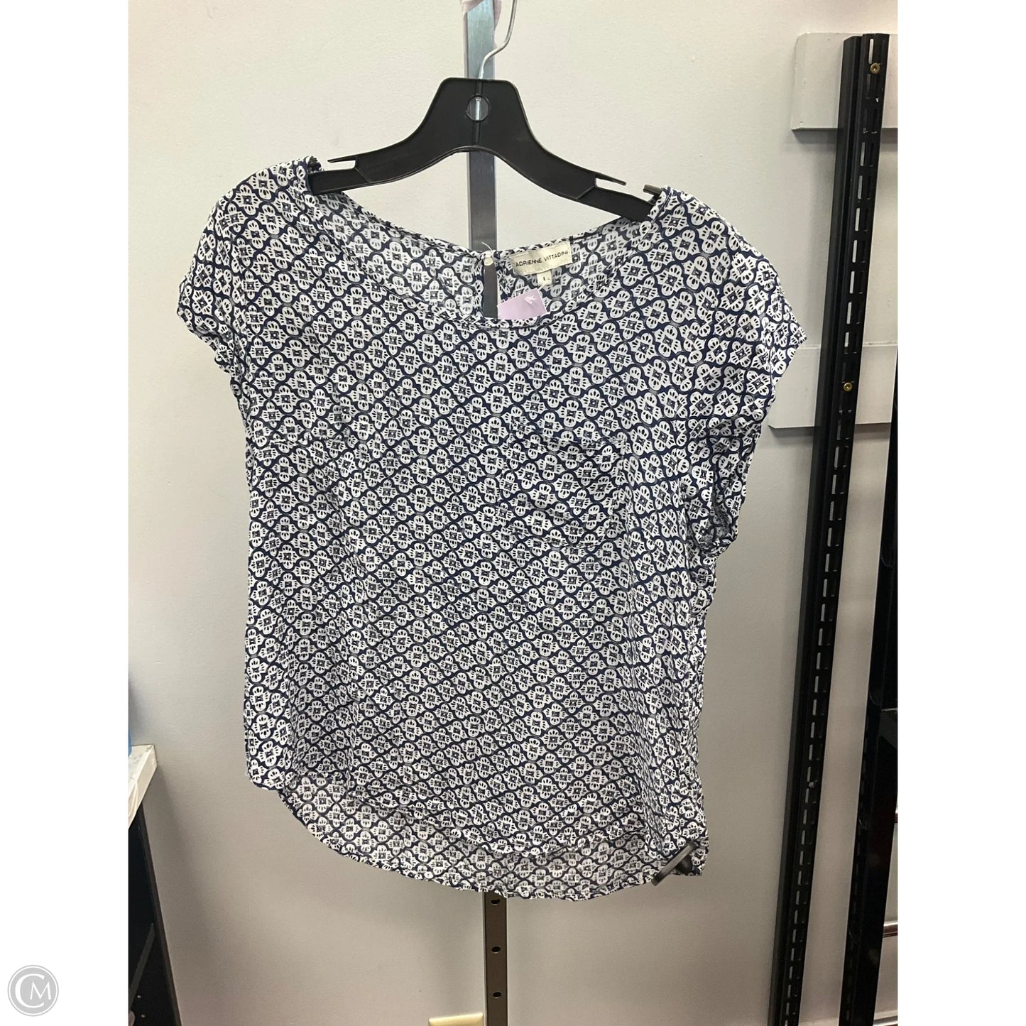 Top Short Sleeve By Adrienne Vittadini In Black & White, Size: L