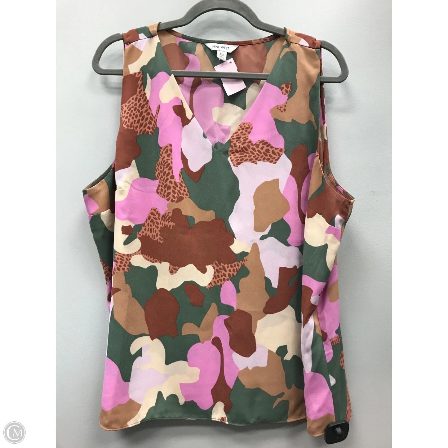 Top Sleeveless By Nine West In Camouflage Print, Size: Xxl