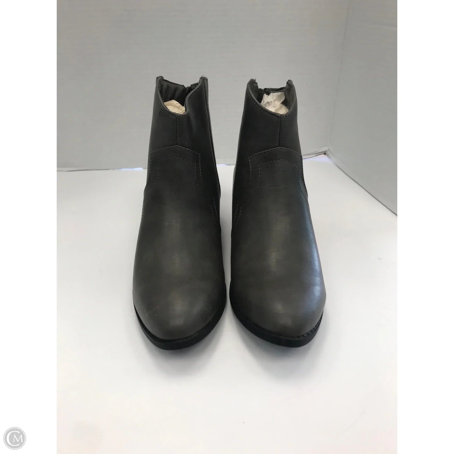 Boots Ankle Heels By Charlotte Russe In Grey, Size: 7