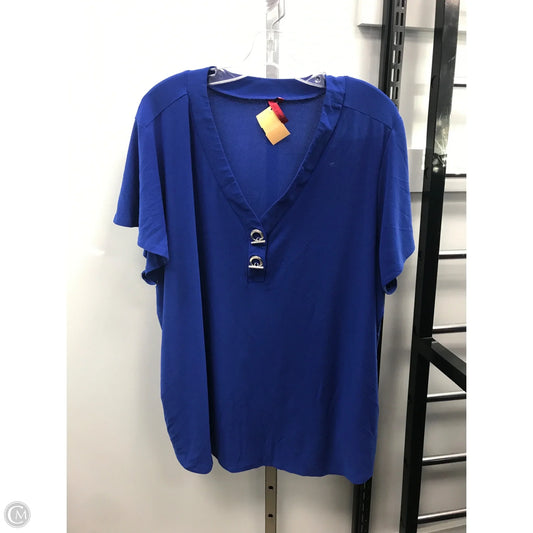 Top Short Sleeve By Love Scarlett In Blue, Size: 3x