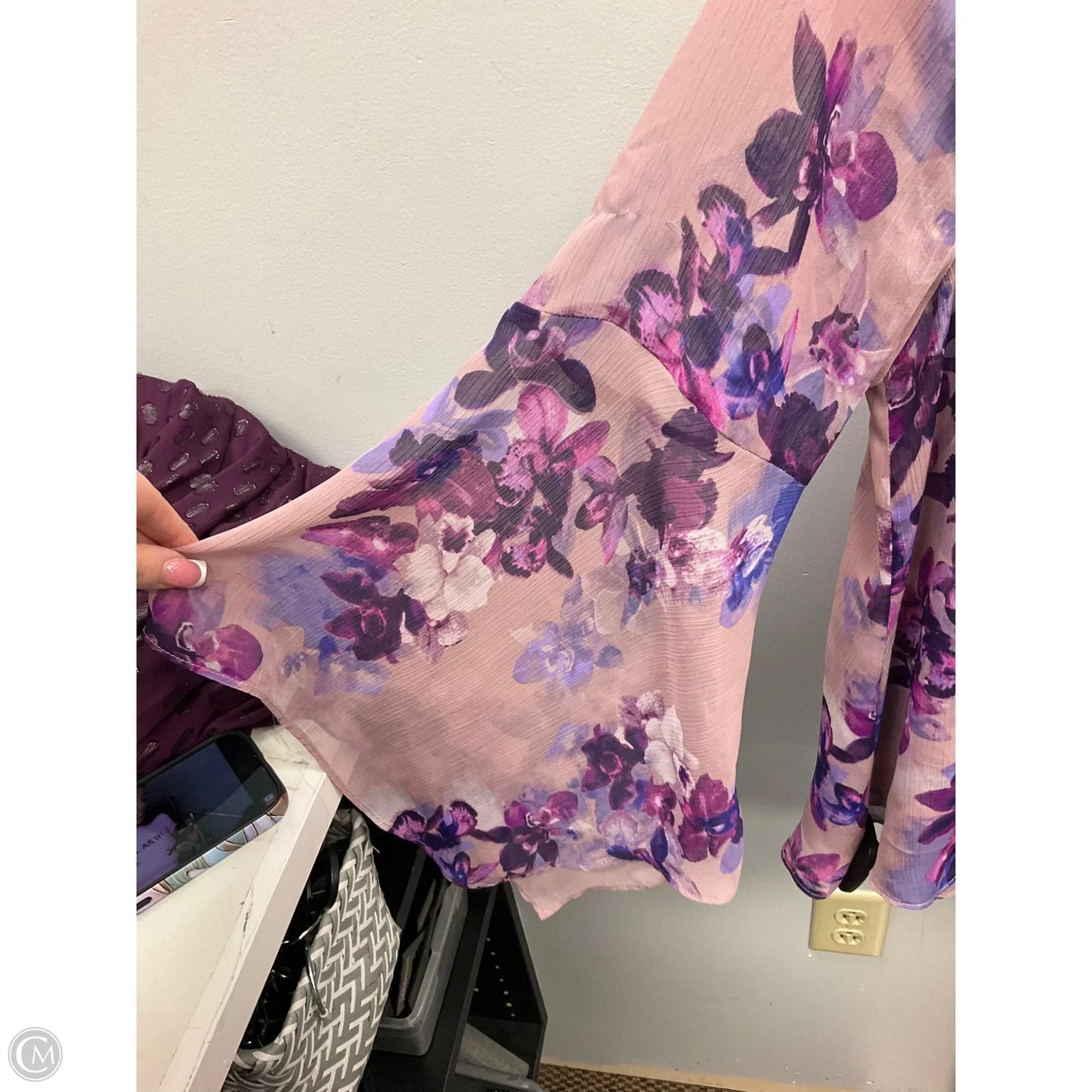 Top Long Sleeve By Jennifer Lopez In Pink & Purple, Size: L