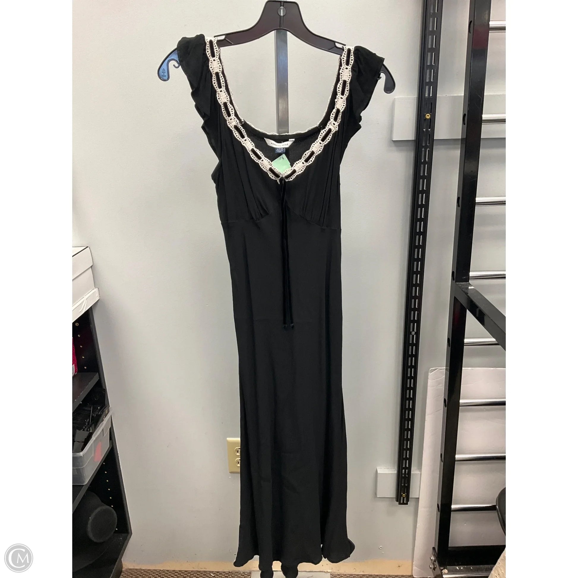 american eagle dress black AE Scoop Neck Midi Dress Women's Black XXL