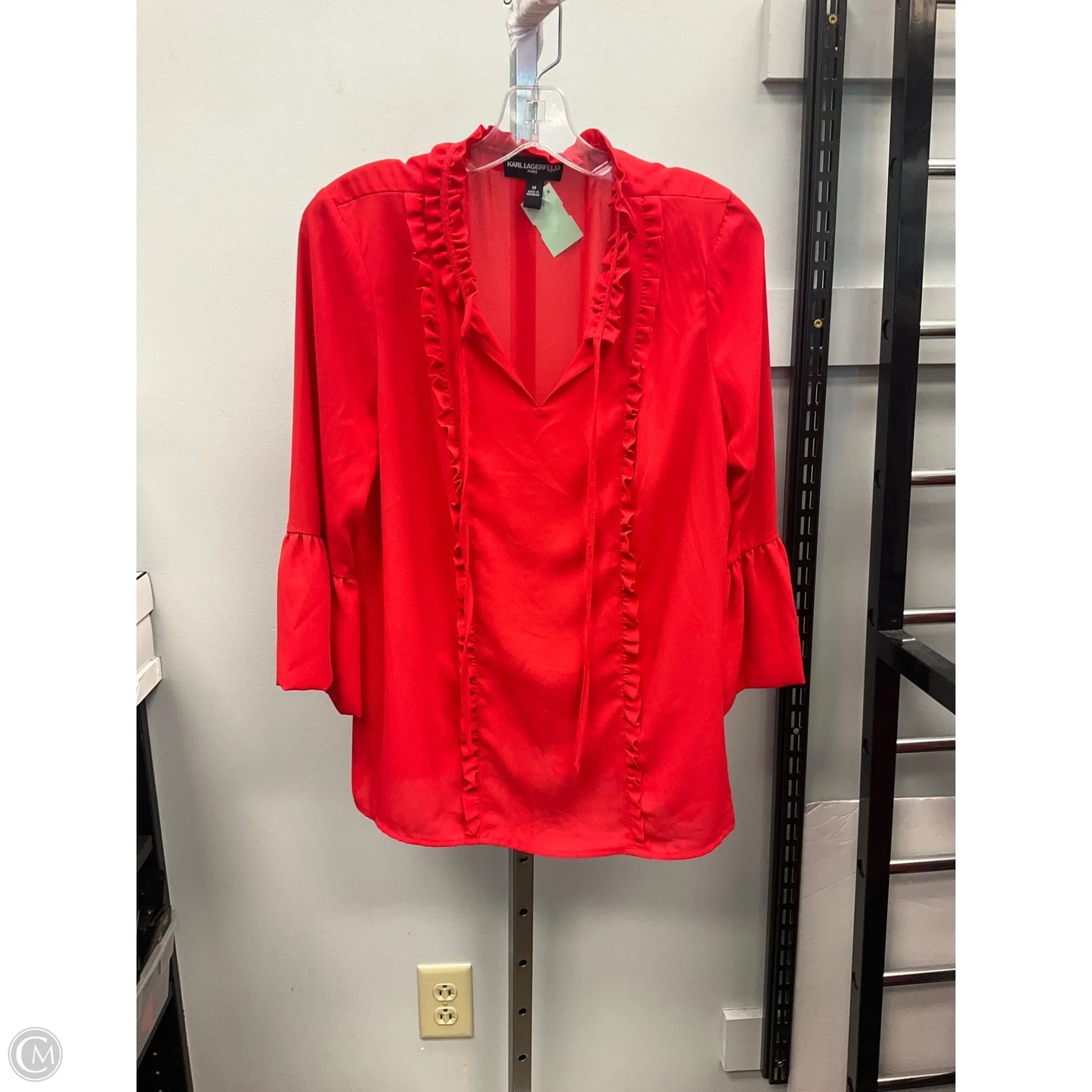 Top Long Sleeve Designer By Karl Lagerfeld In Red, Size: M