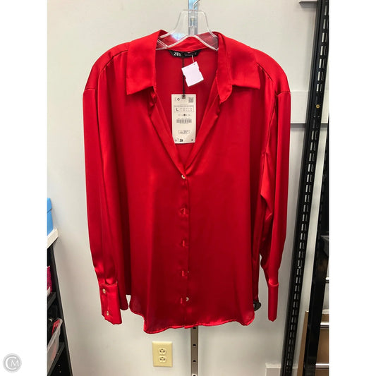 Top Long Sleeve By Zara In Red, Size: L