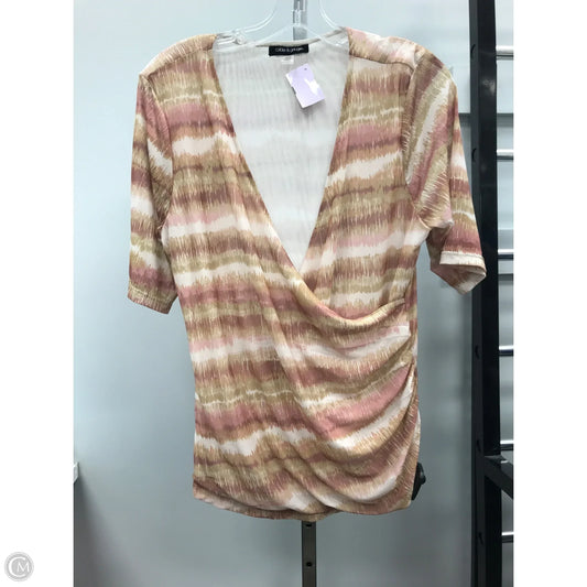 Top Short Sleeve By Cable And Gauge In Pink & Tan, Size: L
