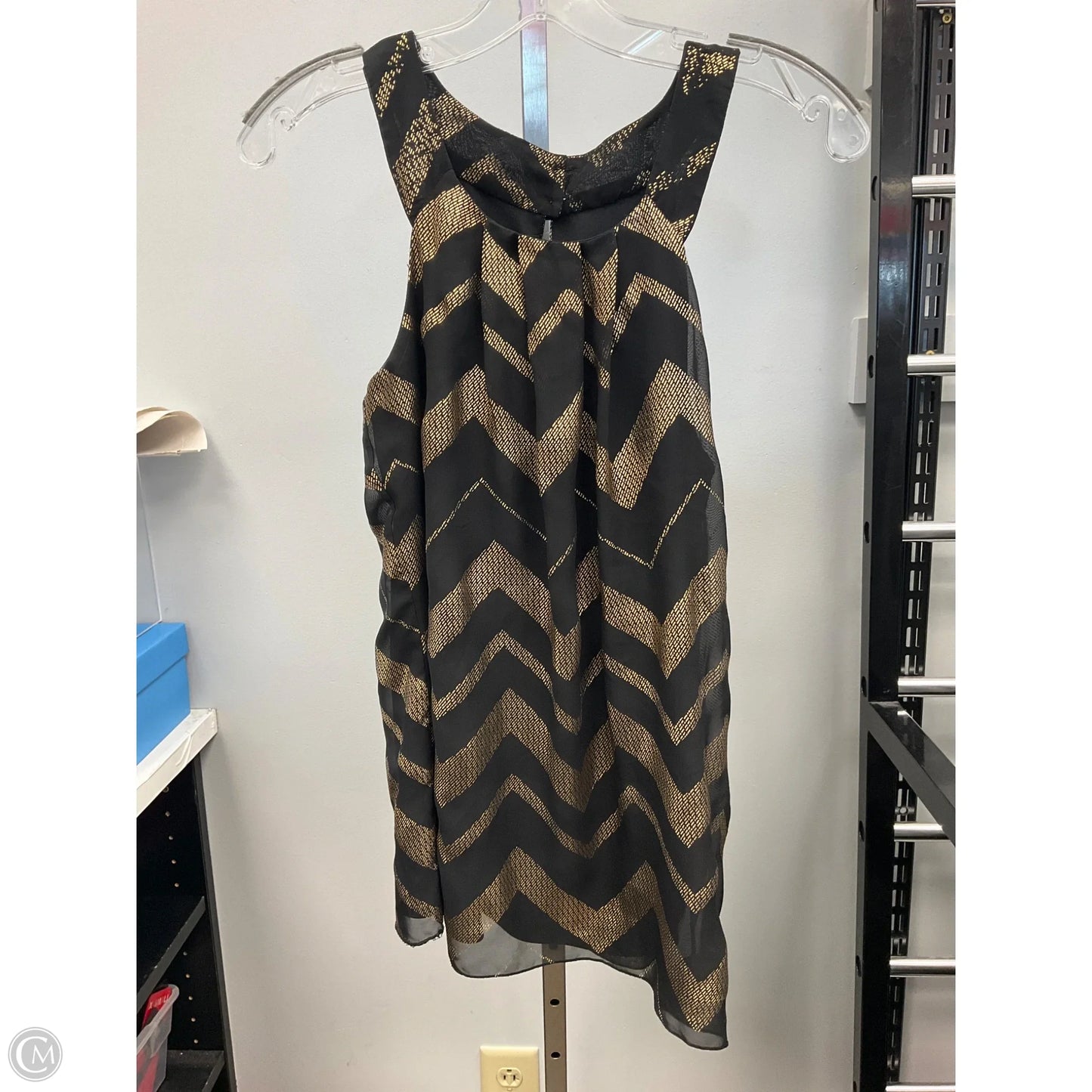 Top Sleeveless By Iz Byer In Black & Gold, Size: S