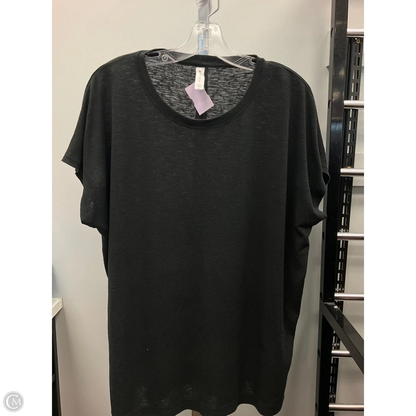 Athletic Top Short Sleeve By Athleta In Black, Size: L