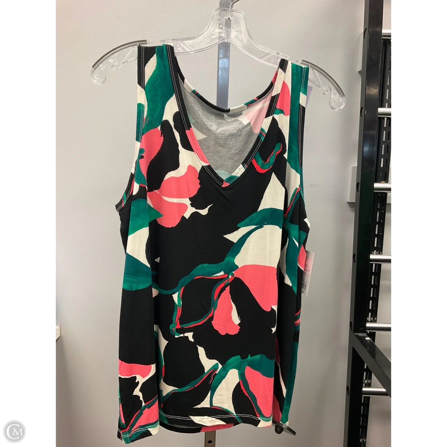 Top Sleeveless By Nine West In Black & Pink, Size: L