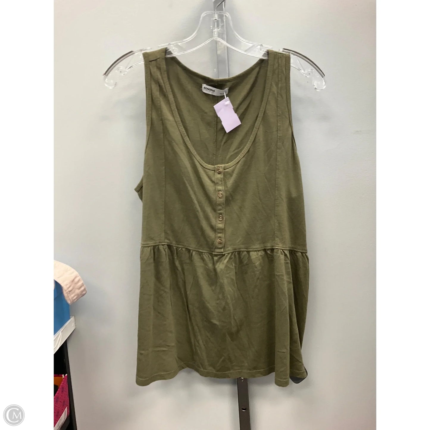Top Sleeveless By Sonoma In Green, Size: L