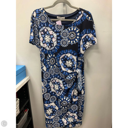 Dress Casual Midi By Robbie Bee In Blue & White, Size: L