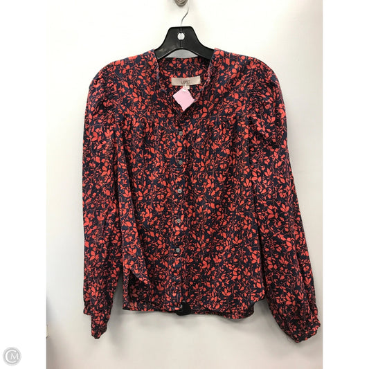 Top Long Sleeve By Loft In Blue & Orange, Size: Xs