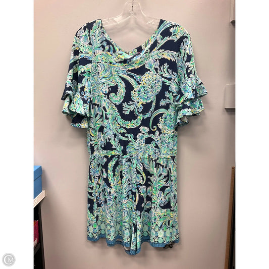 Romper Designer By Lilly Pulitzer In Blue & Green, Size: M