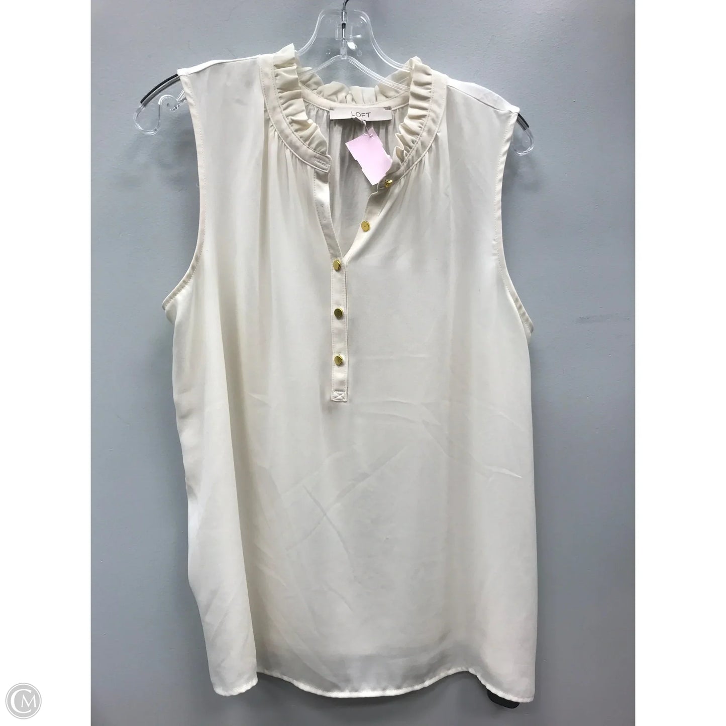 Top Sleeveless By Loft In Cream, Size: L