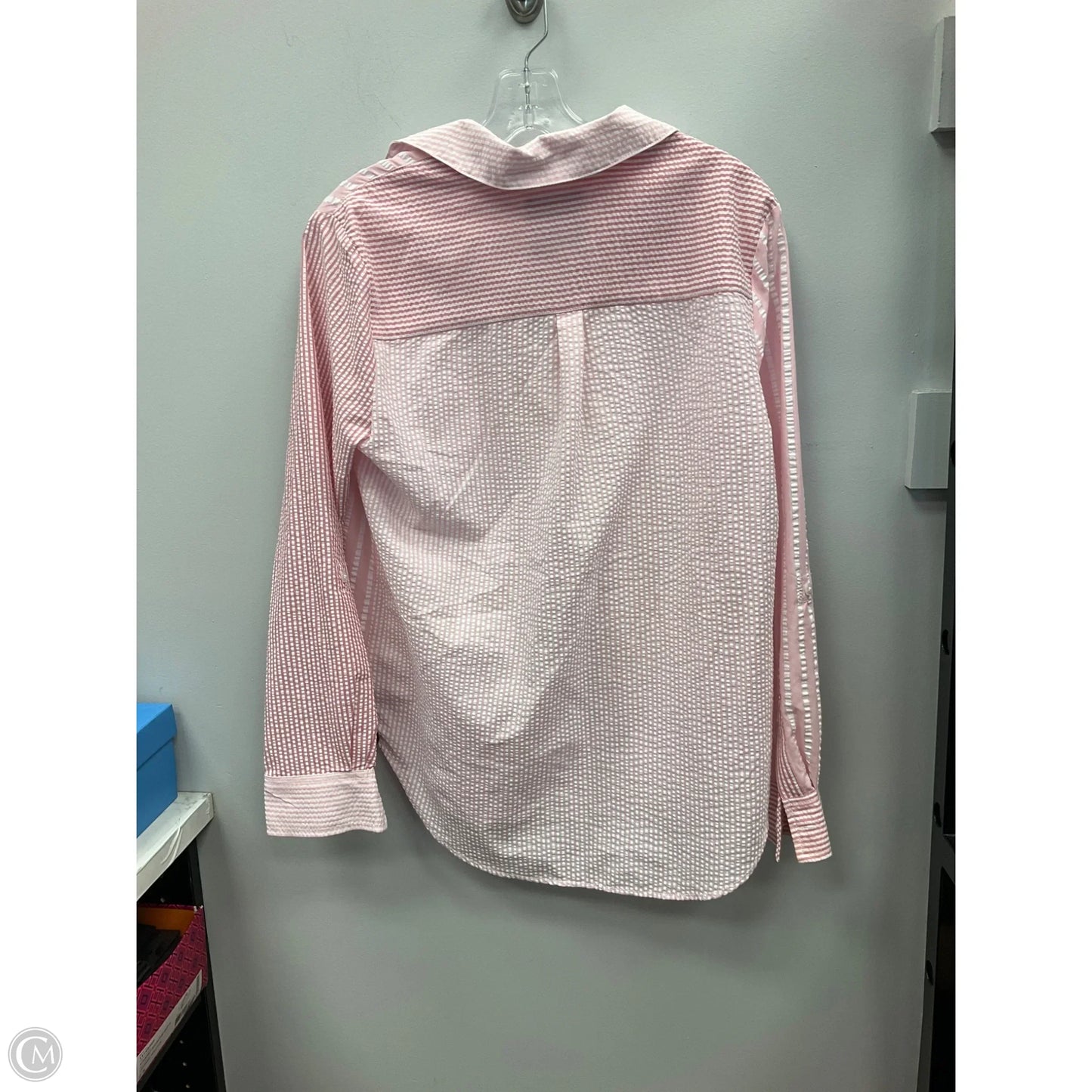 Top Long Sleeve By Clothes Mentor In Pink & White, Size: S