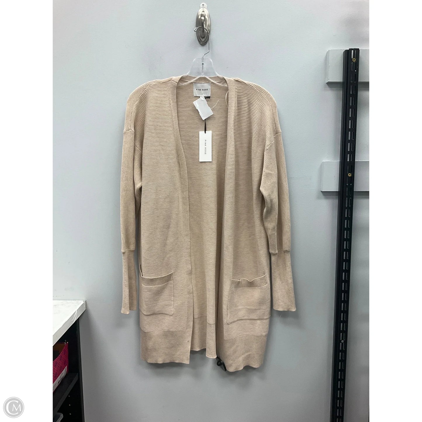 Sweater Cardigan By Pink Rose In Tan, Size: M