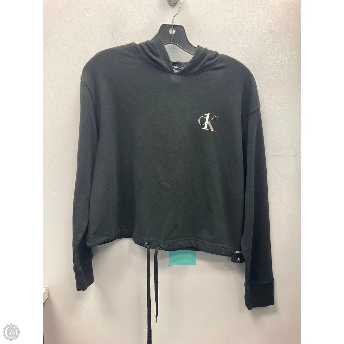 Sweatshirt Hoodie By Calvin Klein In Black, Size: M